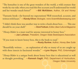 back cover of Honey-Maker book